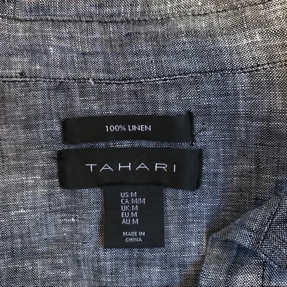 Tahari Button Down Linen Short Sleeve Dress Medium - Picture 6 of 6